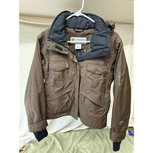 Columbia Titanium Omni Tech Ski Jacket Womens M Waterproof Breathable Brown VTG